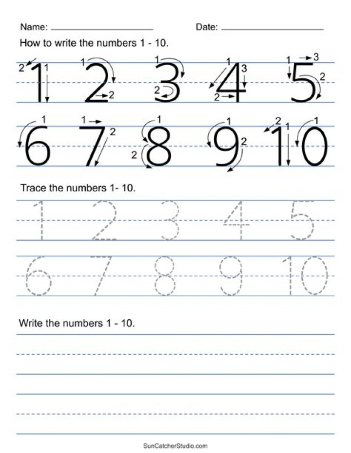 Free 1-10 Worksheets PDF for Printable Math Practice