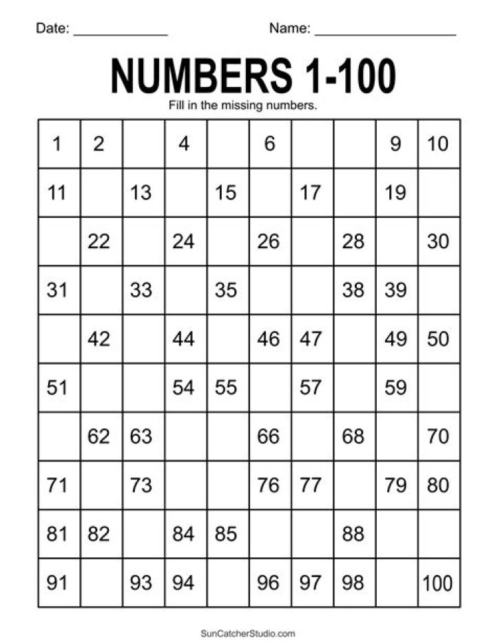 Free 1-100 Worksheet PDF for Math Practice (Printable)