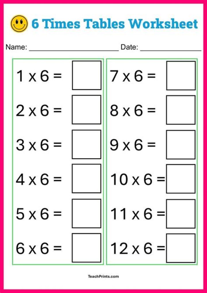 1-12 X6 PDF Worksheet Download for School & Study