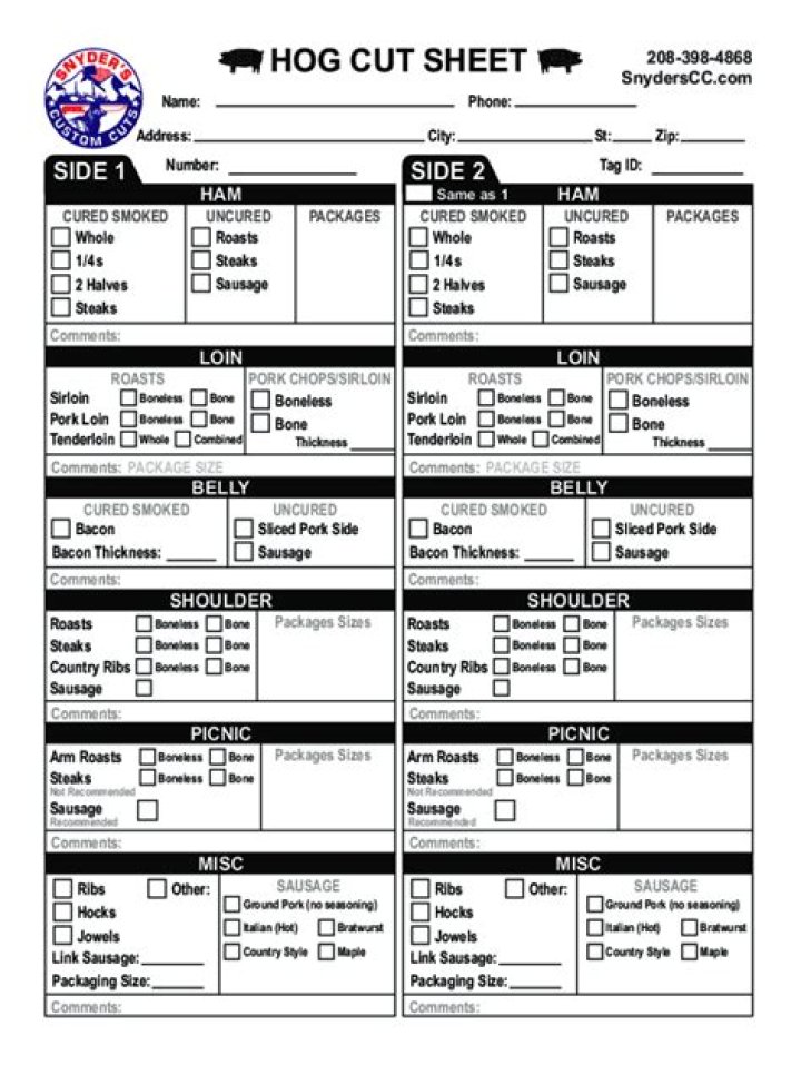1/2 Pig Cut Sheet PDF: Free Download for Farmers and Butchers