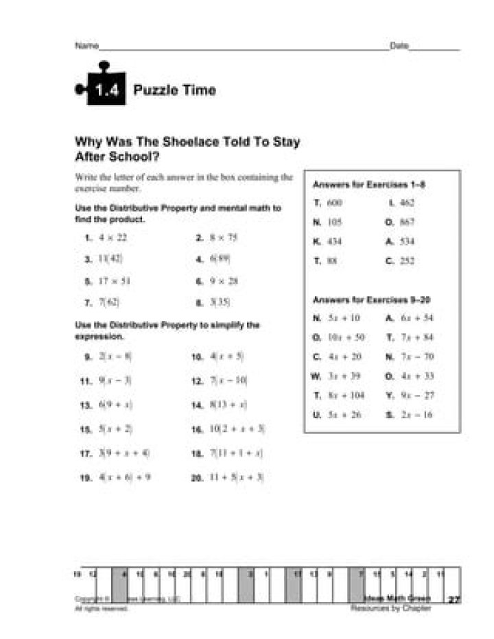 1.4 Puzzle Time Answer Key PDF – Instant Solution Guide