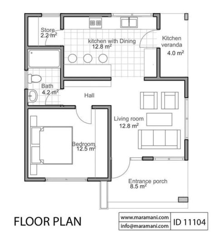 Download Free 1 Bedroom Flat Plan Drawing PDF