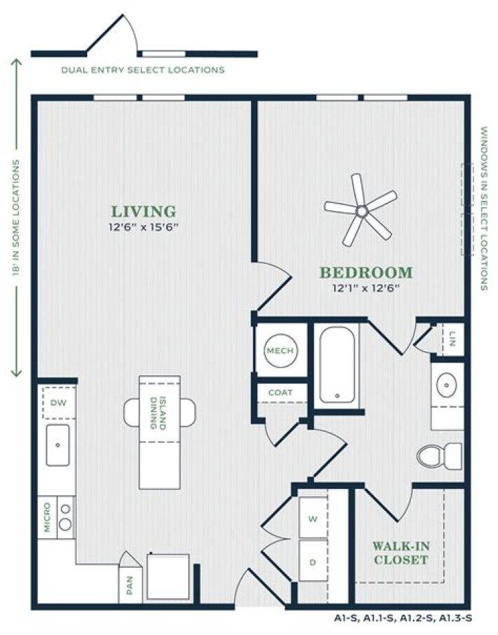 1 Bedroom Studio Floor Plans with Dimensions PDF – Instant Download