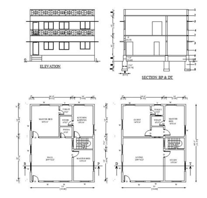 1 Bhk Plan Elevation Section PDF for Home Design & Flooring Plans