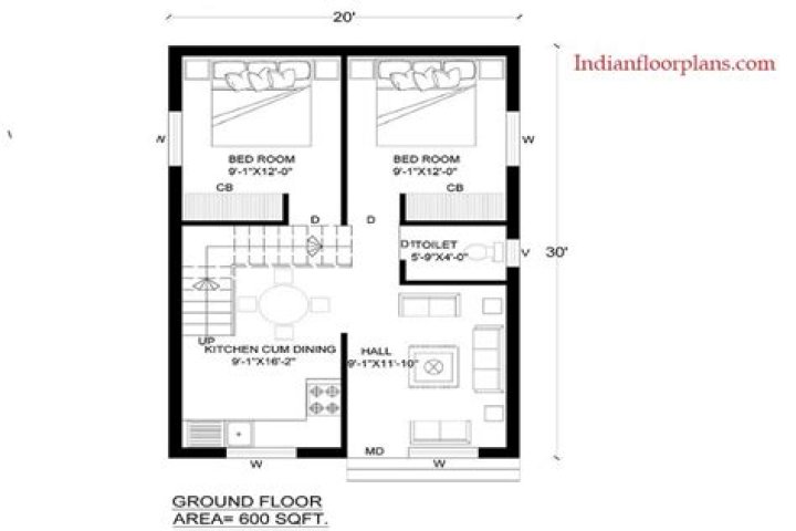 1 BHK Plan in AutoCAD PDF – Download Complete Floor Plan