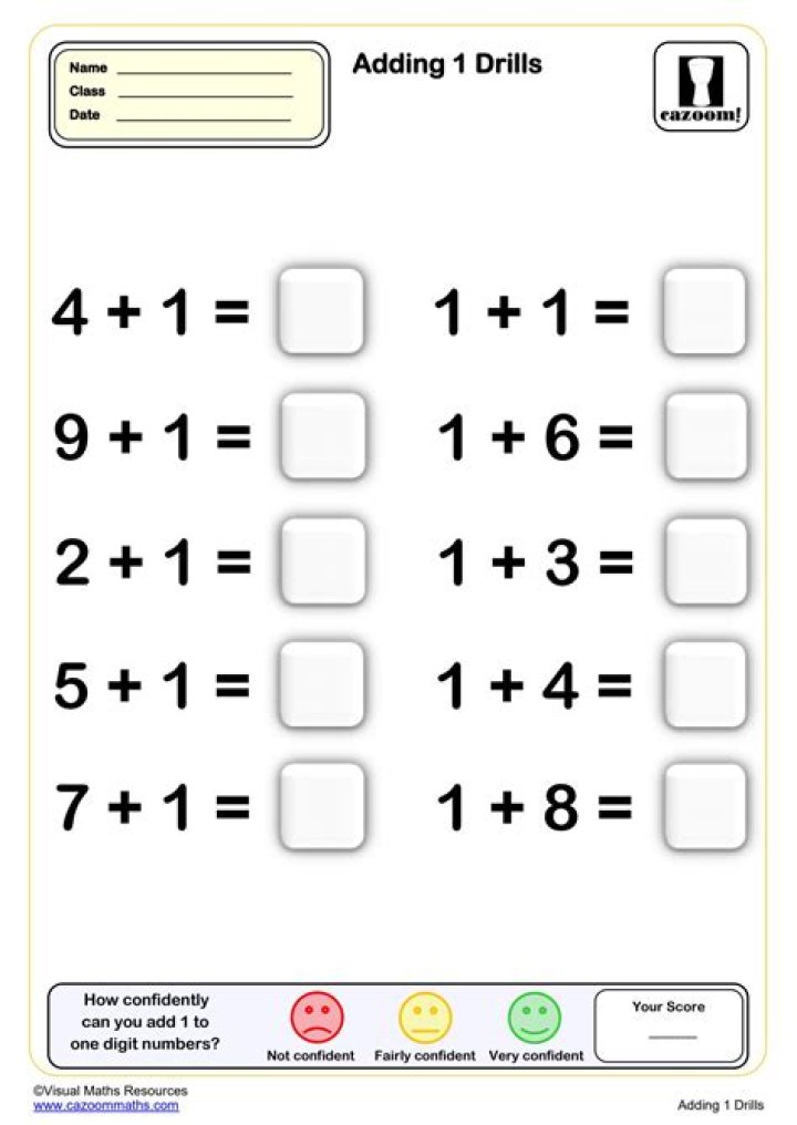 Free 1 Digit Addition Worksheets PDF for Easy Math Practice