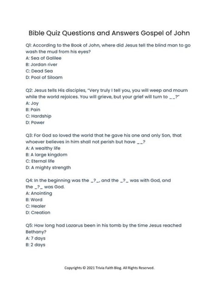 1 John Quiz Questions & Answers PDF – Complete Study Guide