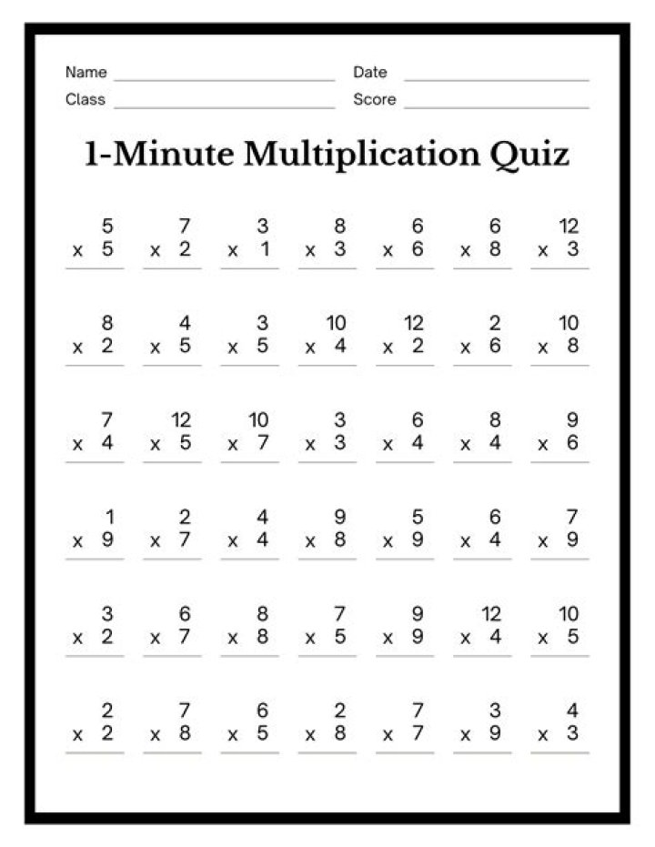 1 Minute Math Worksheets PDF Free Download – Instant Practice