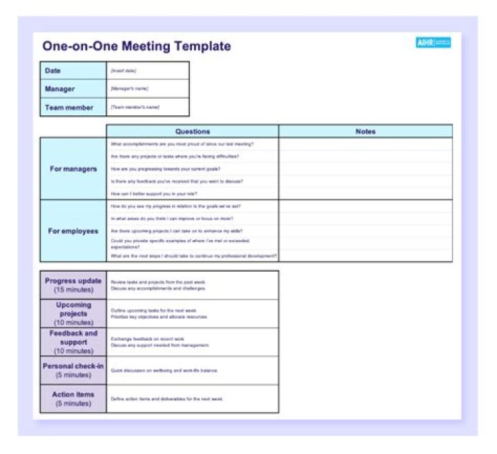 1 on 1 Meeting with Manager Template – Word PDF Download