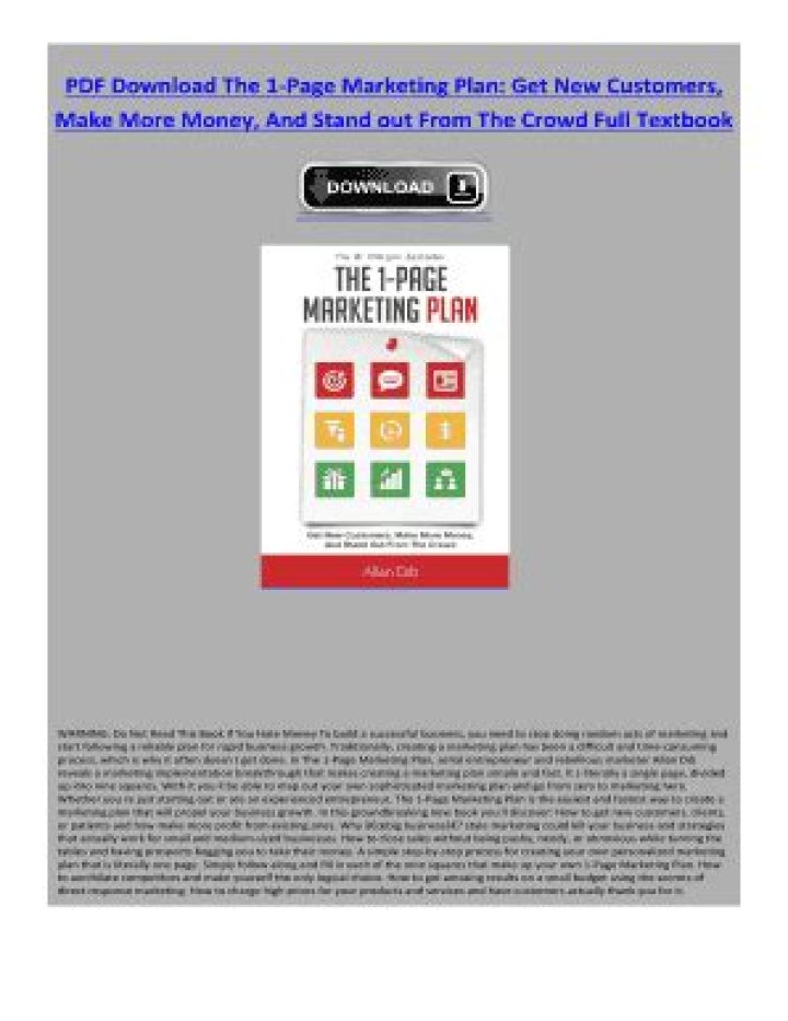 1-Page Marketing Plan PDF – Instant Download