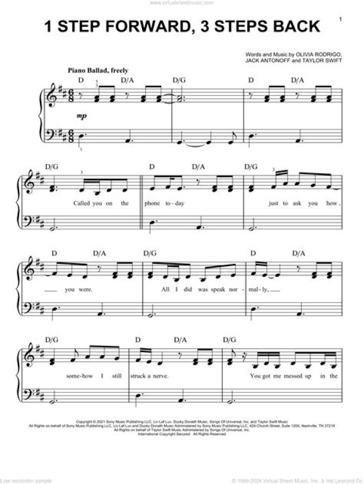 Learn Piano: 1 Step Forward, 3 Steps Back Sheet Music PDF