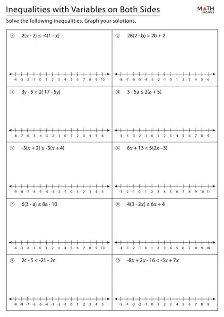 1 Step in Equalities Worksheets PDF for 8th Grade