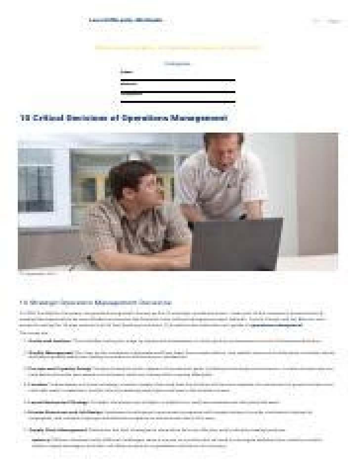 10 Critical Decisions in Operations Management PDF: Master Essential Choices