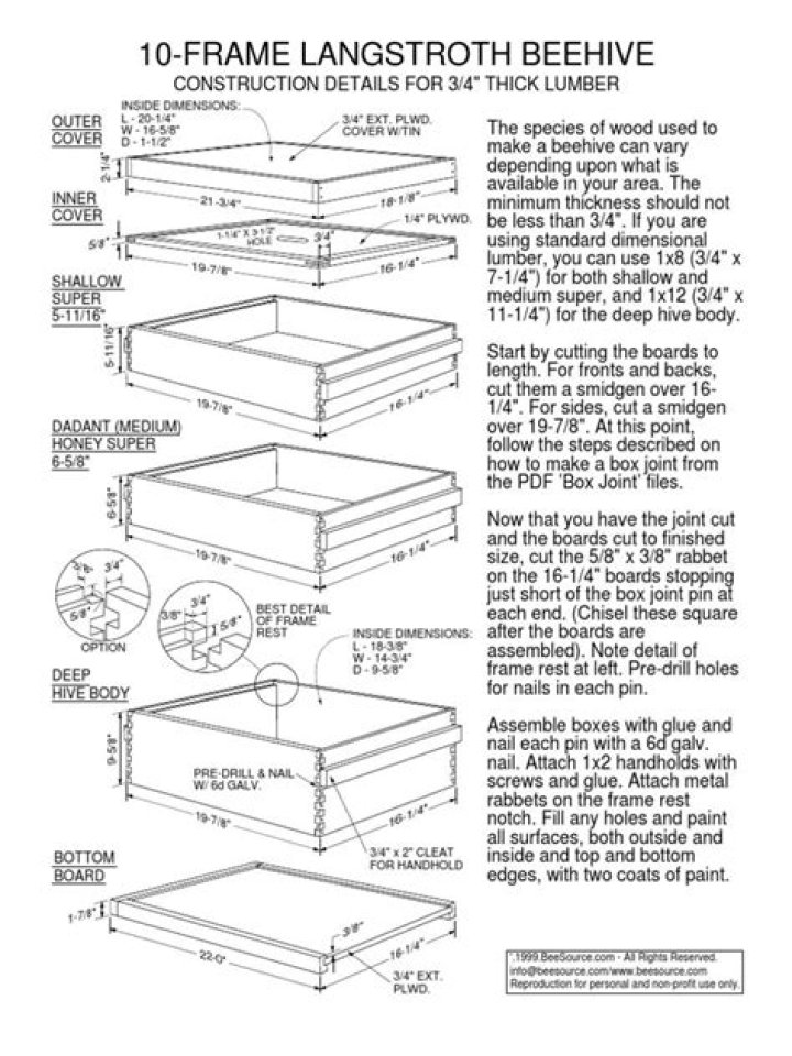 10-Frame Langstroth Beehive Plans PDF for Easy DIY Beekeeping