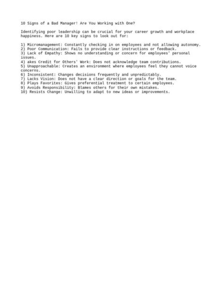 10 Signs of a Bad Manager PDF: What to Watch For
