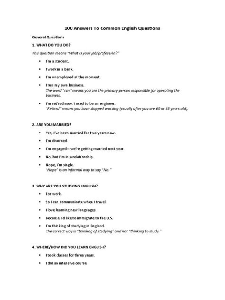 100 Answers to Common English Questions PDF – Free Download