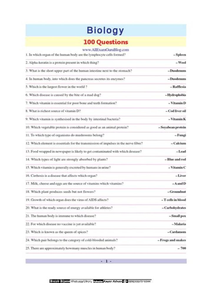 100 Biology Questions and Answers PDF: Perfect Study Guide