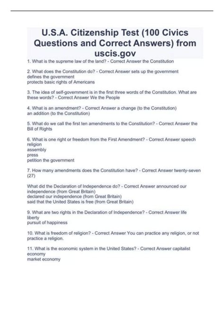 100 Citizenship Test Questions & Answers 2012 PDF – Free Study Guide