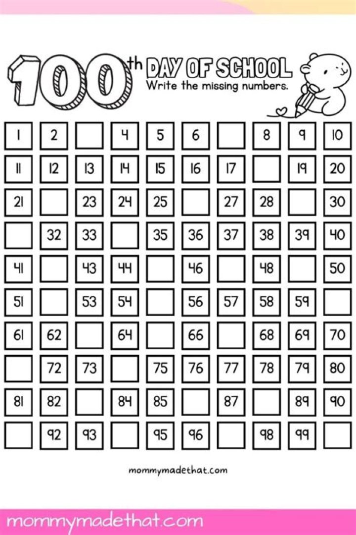 100 Days of School Worksheet PDF – Printable Worksheets for Students