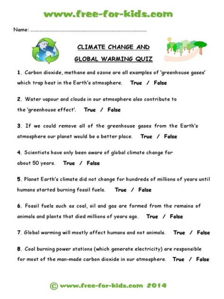 100 Global Warming Quiz Questions & Answers PDF for Study