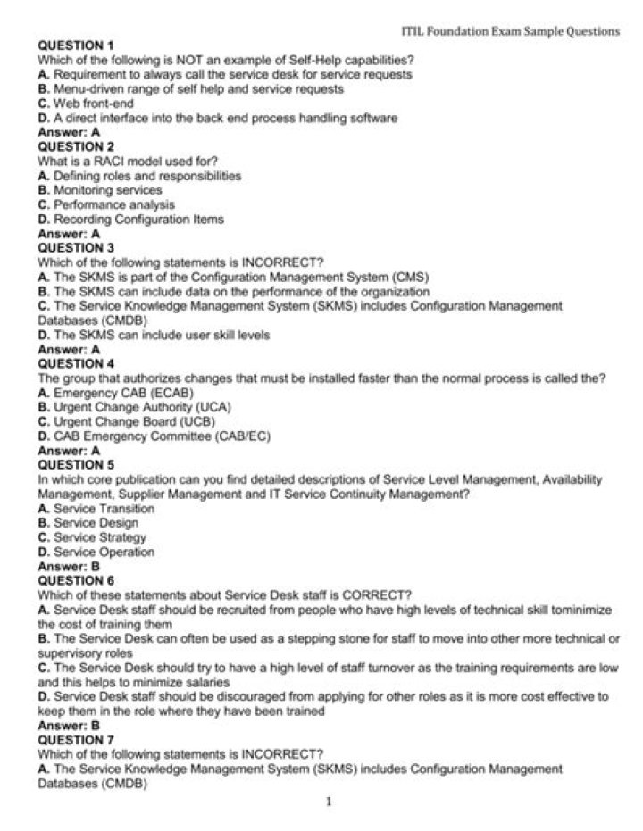 100 ITIL Foundation Exam Questions PDF: Practice & Pass Confidently