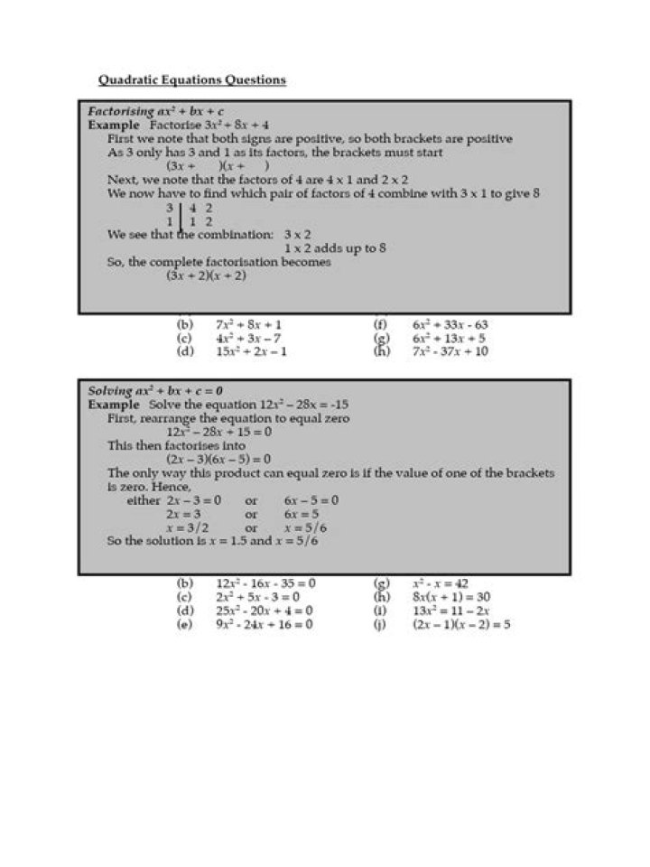 100 Quadratic Equation Questions PDF – Practice & Solve Instantly