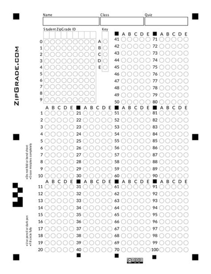 100 Question Printable Answer Sheet PDF – Instant Download
