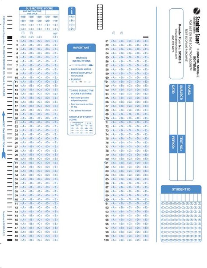 100-Page Scantron PDF Quiz Book – Instant Download