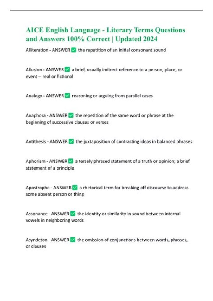 100 Questions on Literary Terms with Answers PDF: Ultimate Study Guide