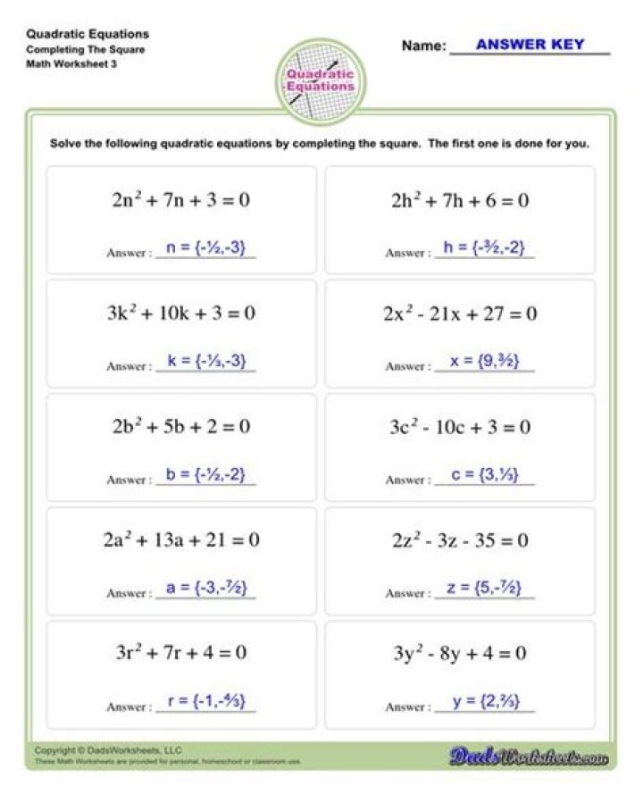 100 Questions on Quadratic Equations with Solutions PDF Download