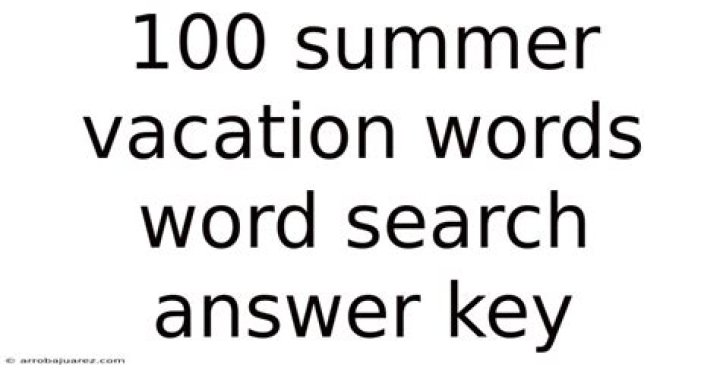 100 Summer Vacation Words Answer Key PDF for Kids