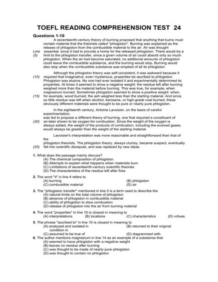 100 TOEFL Reading Comprehension Questions & Answers PDF with Answers