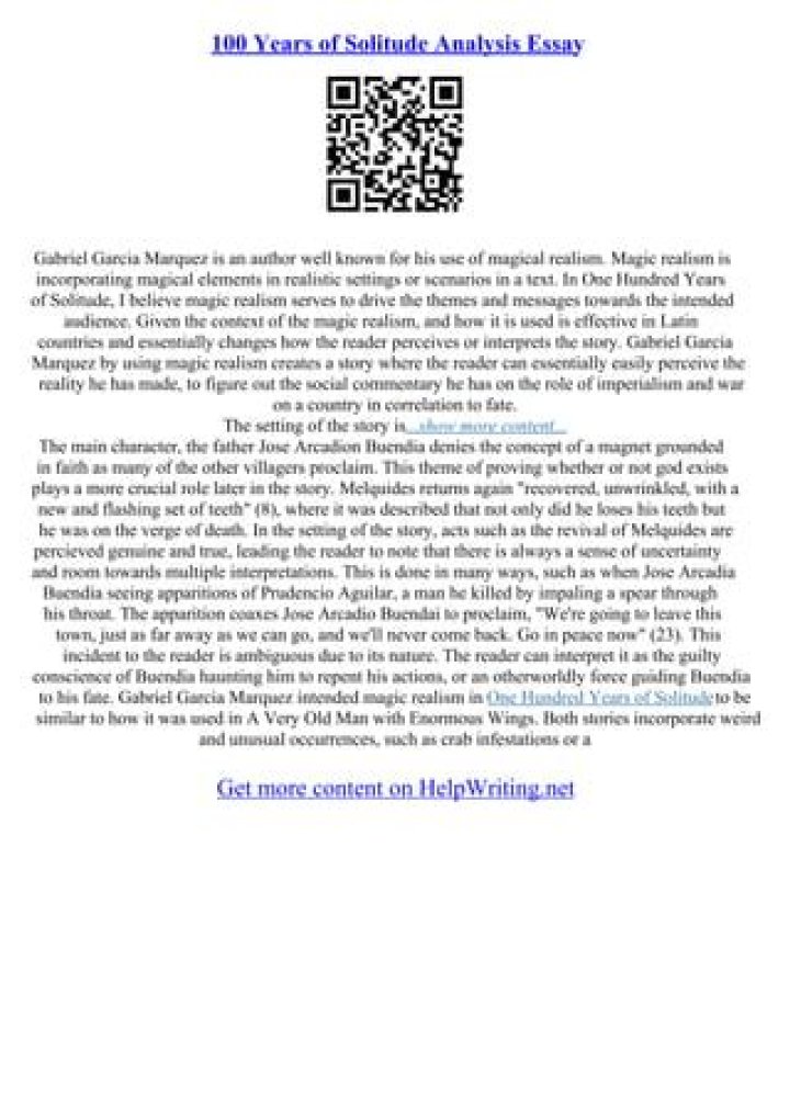 Analyzing 100 Years of Solitude: Essay Questions & PDF Analysis