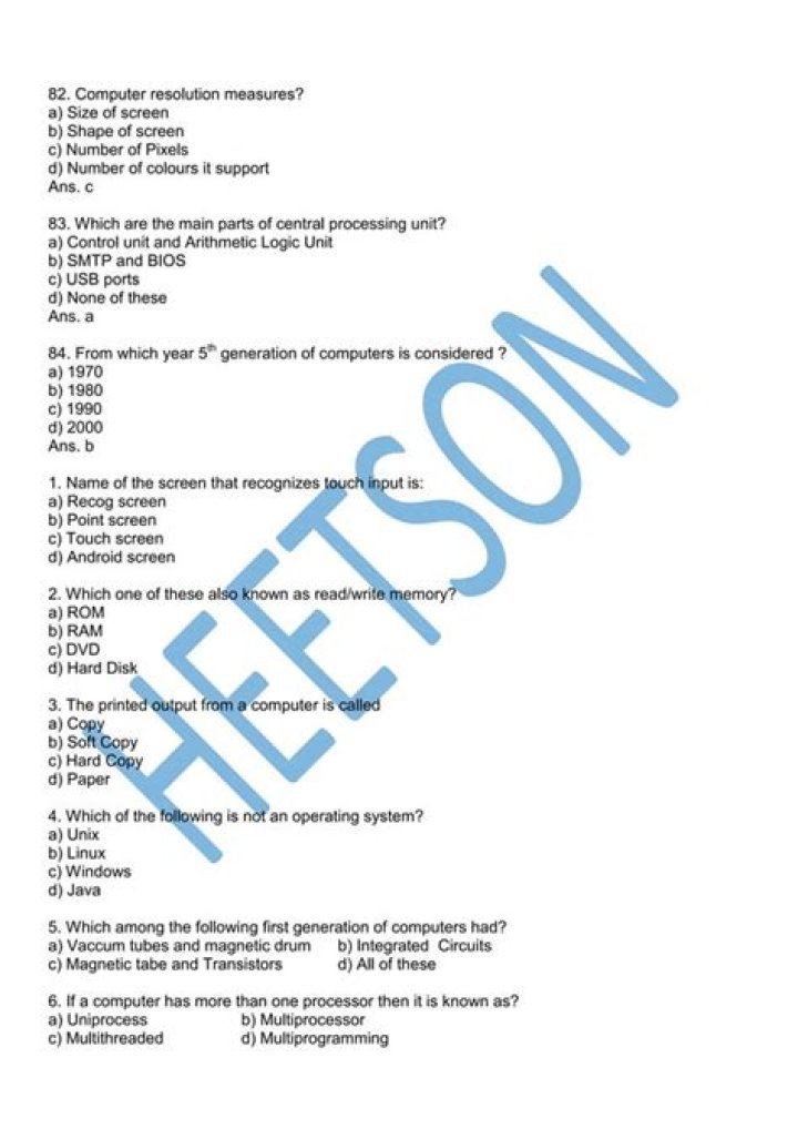 1000 Computer Questions PDF – Ultimate Study Guide