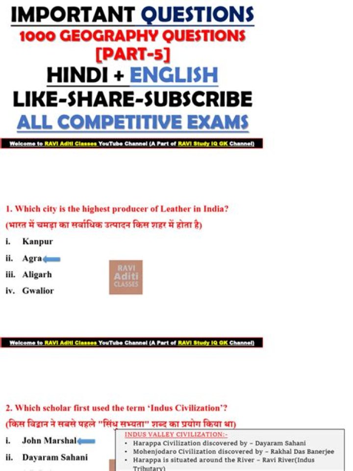 1000 Geography Questions in Hindi PDF – Best Study Resource