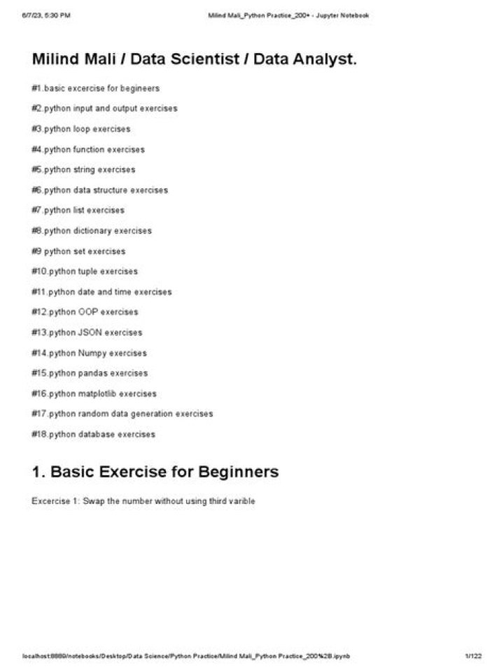 1000 Python Exercises with Answers PDF – Master Python Programming