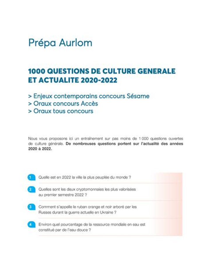 1000 Questions de Culture Générale PDF 2023 – Téléchargement Complet
