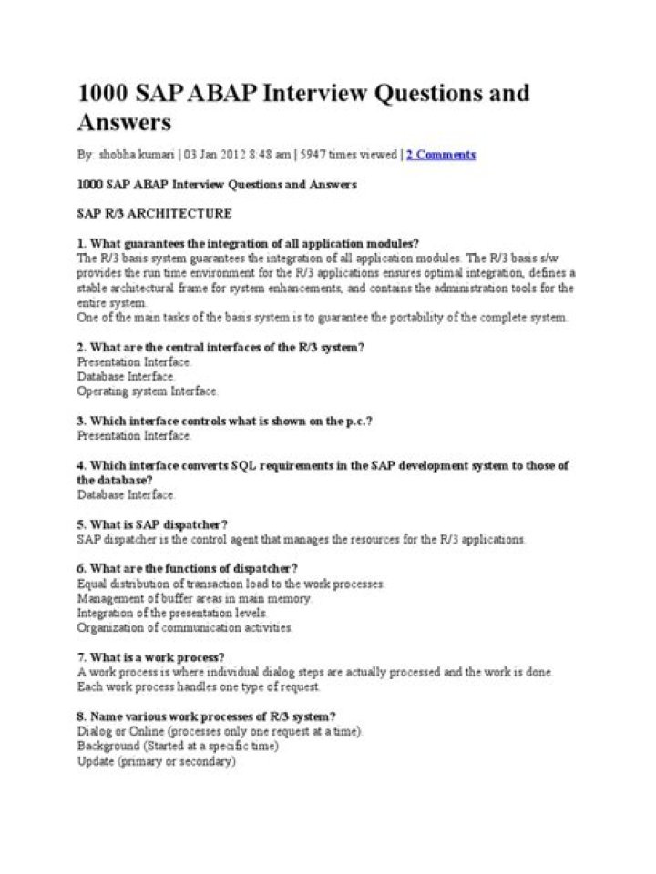 1000 SAP ABAP Interview Questions & Answers PDF for Job Success