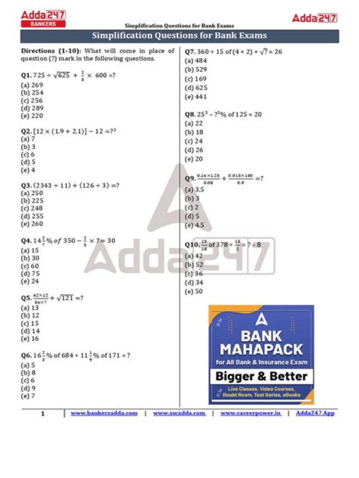 1000 Simplification Questions PDF AddA247: Master ADData Analytical Skills