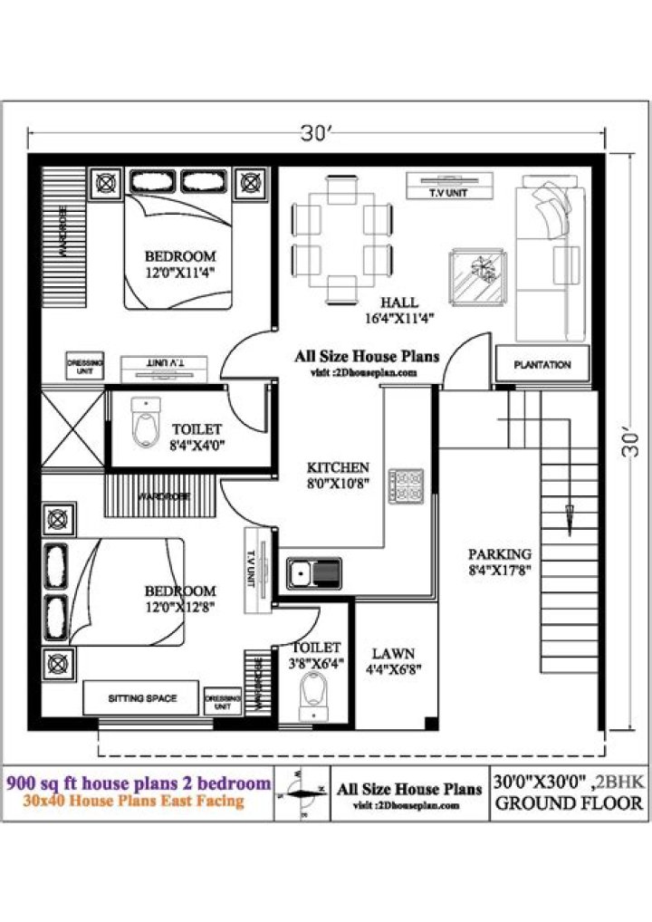 1000 sq ft Indian Style 2-Bedroom House Plans PDF for Modern Homes