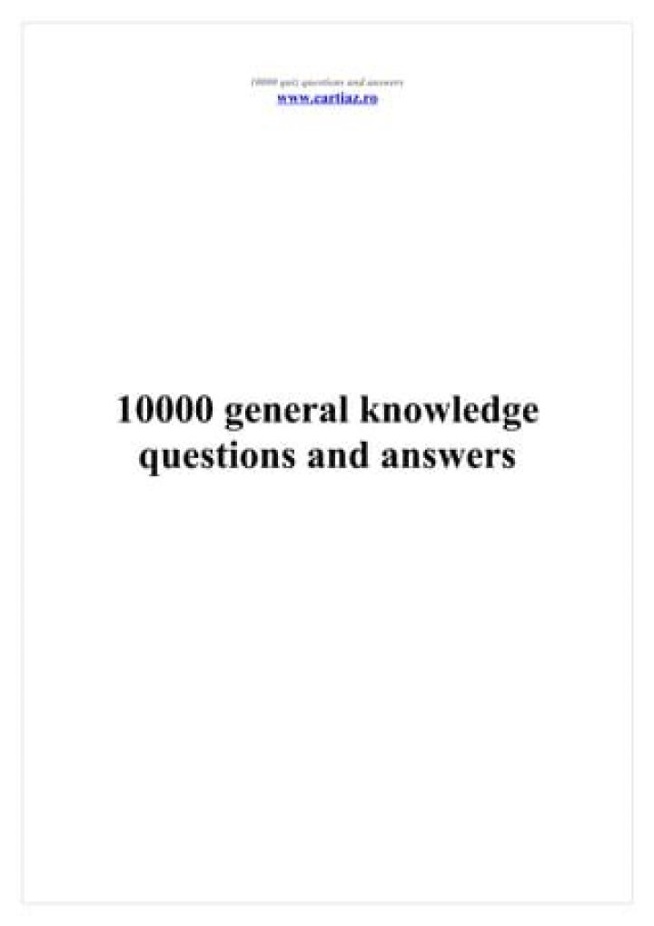 10000 General Knowledge Questions & Answers PDF Free Download