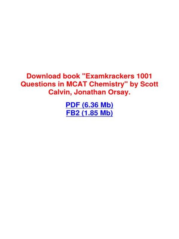 1001 MCAT Chemistry Practice Questions PDF Download