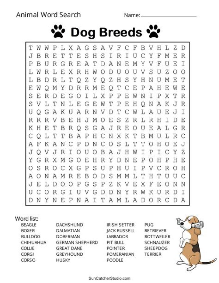 101 Animals Word Search Answer Key PDF for Kids