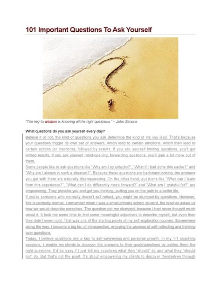 101 Essential Questions to Ask Yourself: A PDF Guide for Self-Reflection