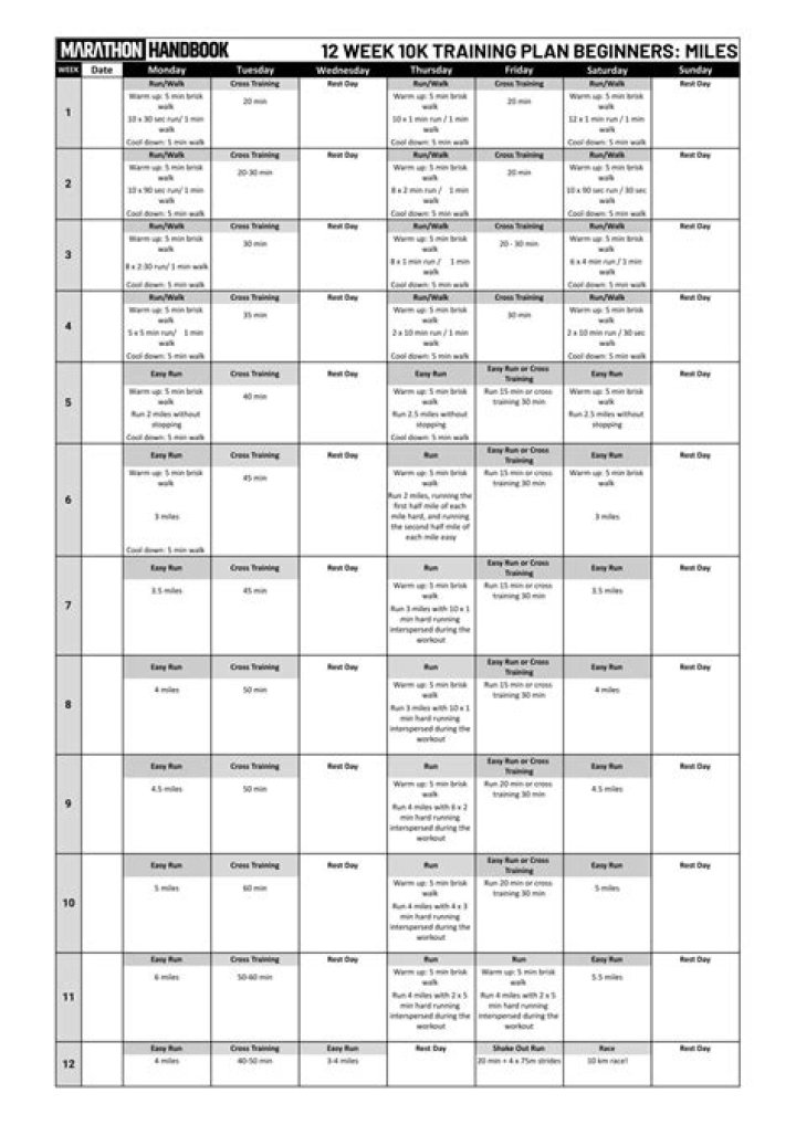 10k Training Plan for Beginners: 12-Week PDF Workout Guide
