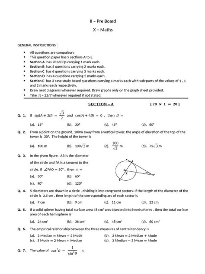 10th Class Maths Objective Questions PDF – Instant Download