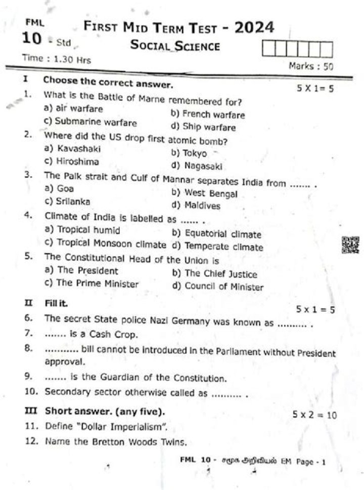 10th Class Social Science 1st Lesson Questions & Answers PDF Download
