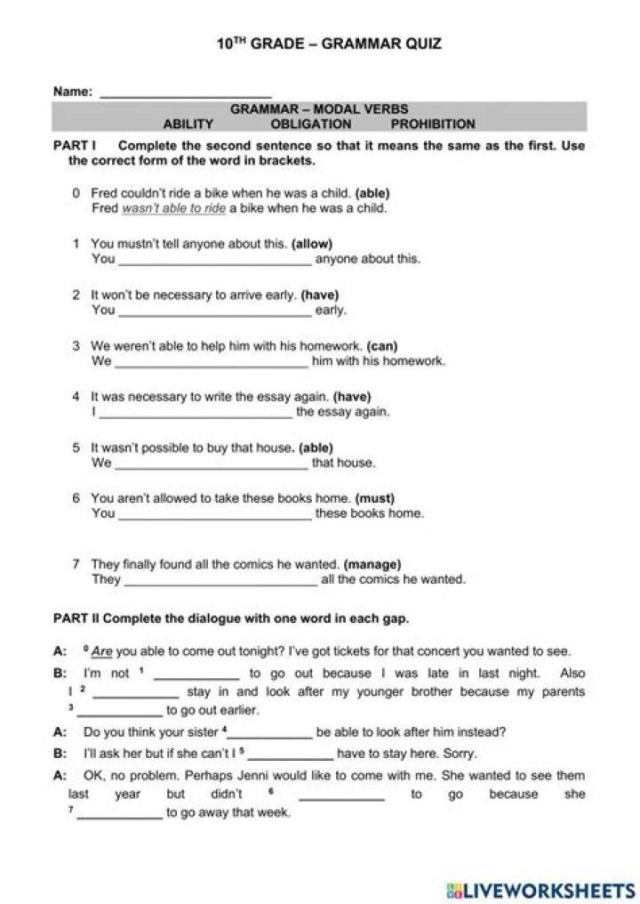 10th Grade English Humanities Worksheets with Answers PDF – Free Download
