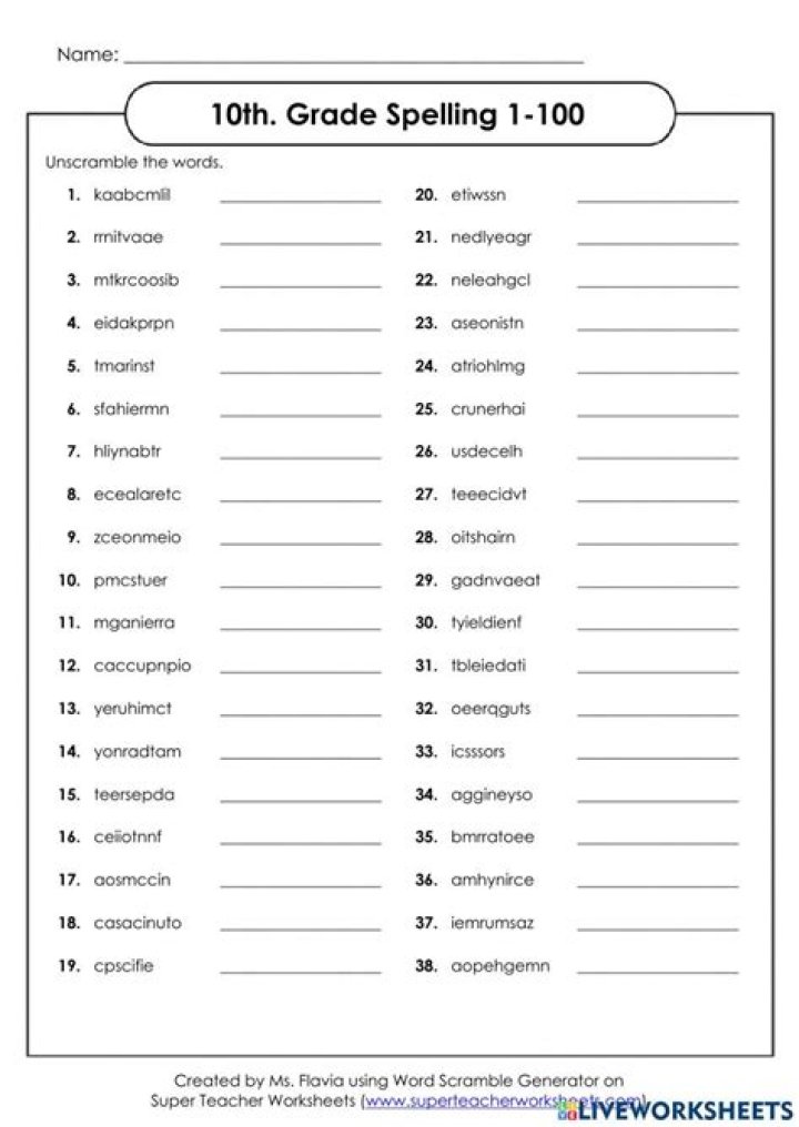 10th Grade English Worksheets PDF – Printable Practice for Students