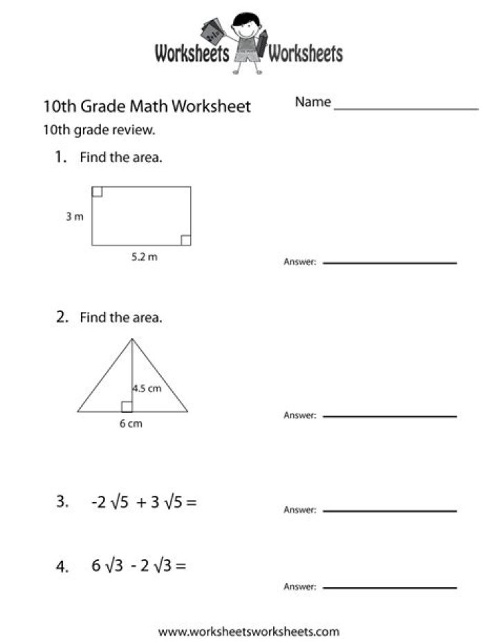 Free 10th Grade Math Worksheets PDF – Download Instant Practice